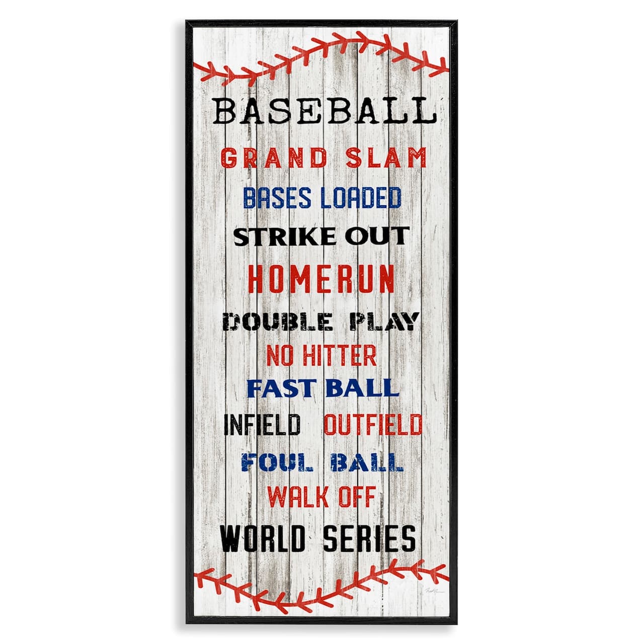 Stupell Industries Baseball Listed Phrases Sign Homerun Sports Strike Out Framed Giclee Art